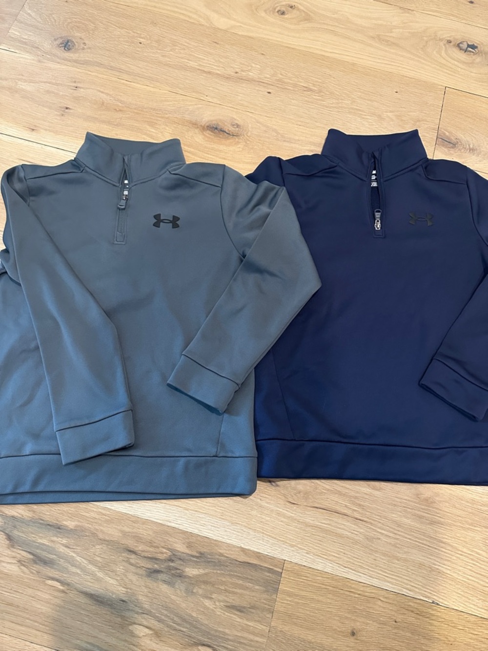 Two for One! Under Armour Boys ArmourFleece 3/4 Zip, Sz M - Navy + Grey